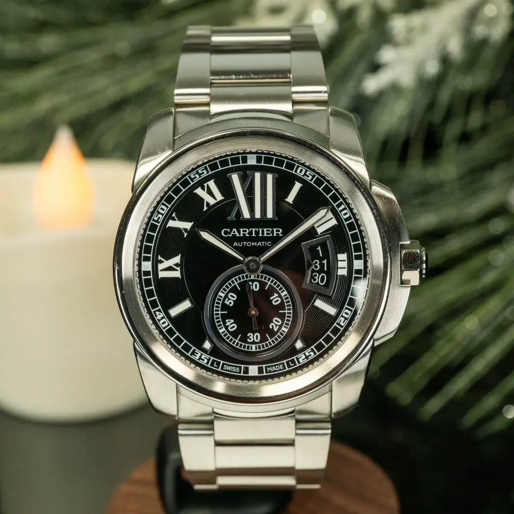 Cartier Calibre de Cartier Black Dial | Date, Small Seconds | Steel Bracelet | 3389